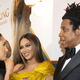 Meghan, Duchess of Sussex (L) meets cast and crew, including Beyonce Knowles-Carter (C) Jay-Z (R) as she attends the European Premiere of Disney’s “The Lion King” on July 14, 2019, in London.